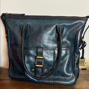 Frye Navy Leather Shoulder Bag